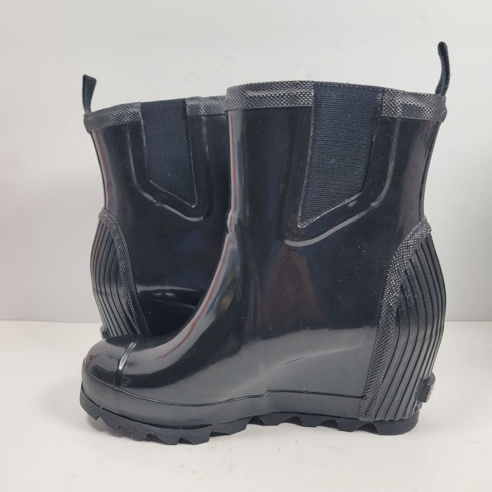 Sorel Women's Black Rubber Wedge Heel Rain Boots NL2526-010 US Size 8.5 - Picture 6 of 10